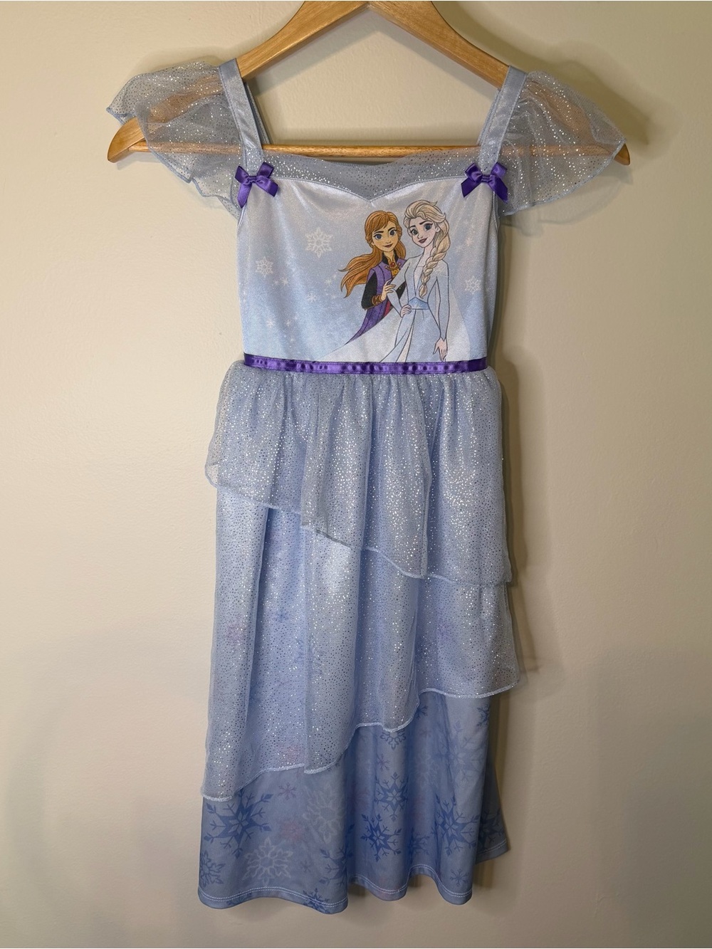 Disney Frozen Elsa & Anna Girls Dress Size 6 Blue Sparkle‎ Tulle Costume